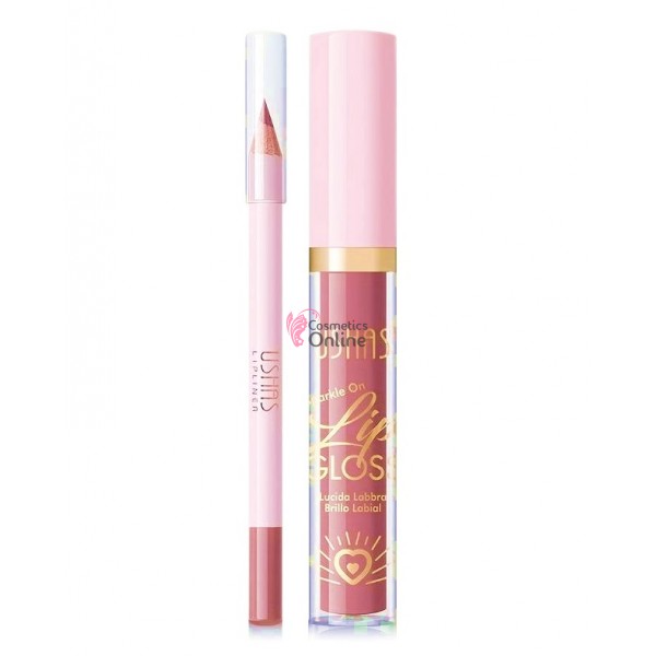 Gloss pentru buze USHAS Sparkle On 2 in 1 Gloss Matt cu 1 Creion pentru contur - SO11 Dianthus